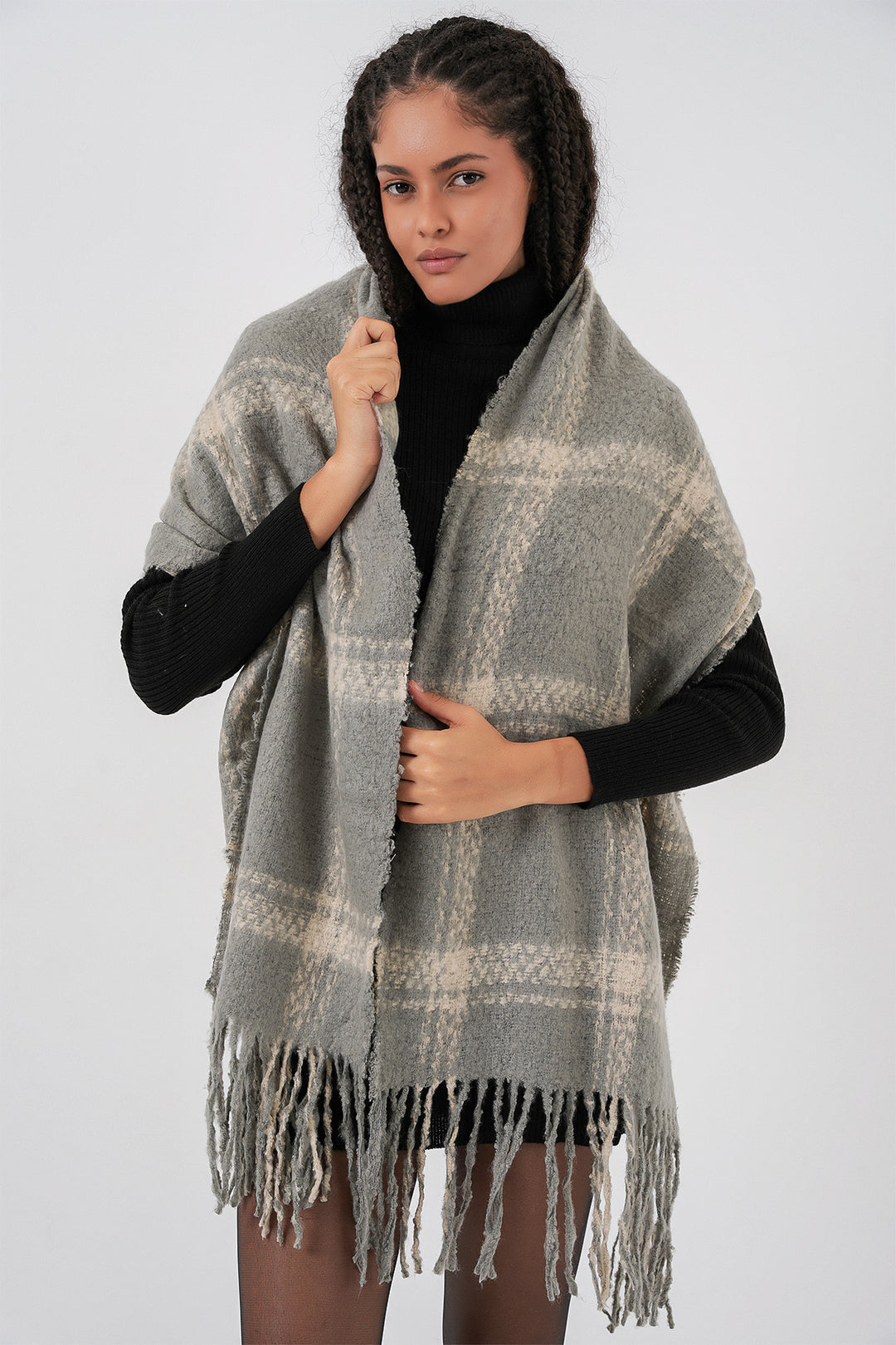 Bigdart Écharpe épaisse en tricot douce pour femme 15951 - F. Gris