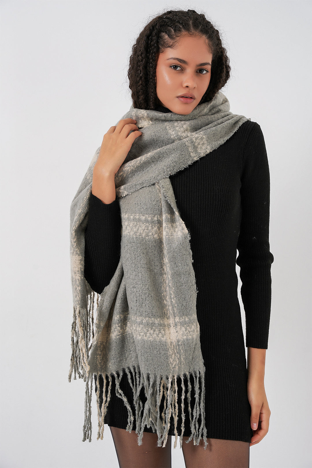 Bigdart Écharpe épaisse en tricot douce pour femme 15951 - F. Gris