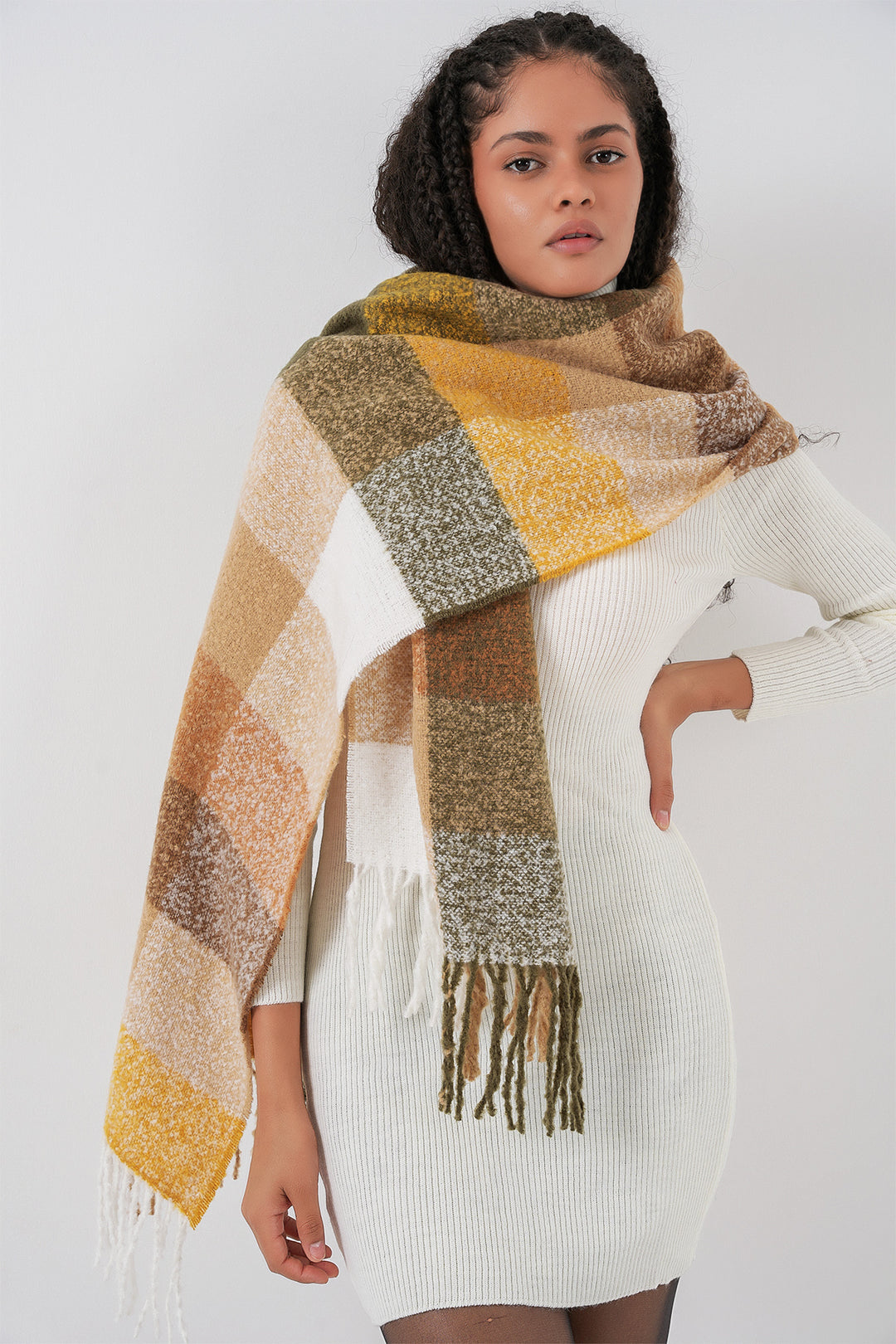 Bigdart Écharpe épaisse en tricot douce pour femme 15951 - Moutarde