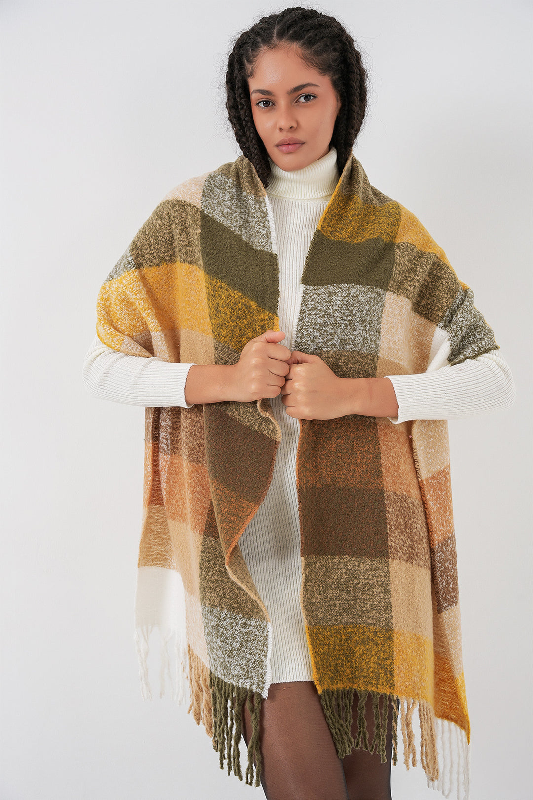 Bigdart Écharpe épaisse en tricot douce pour femme 15951 - Moutarde