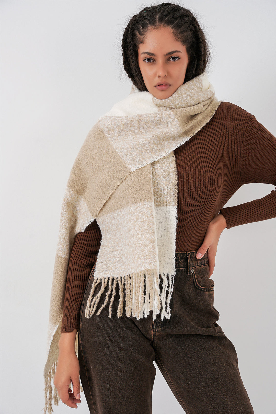 Bigdart Écharpe épaisse en tricot douce pour femme 15951 - Vison