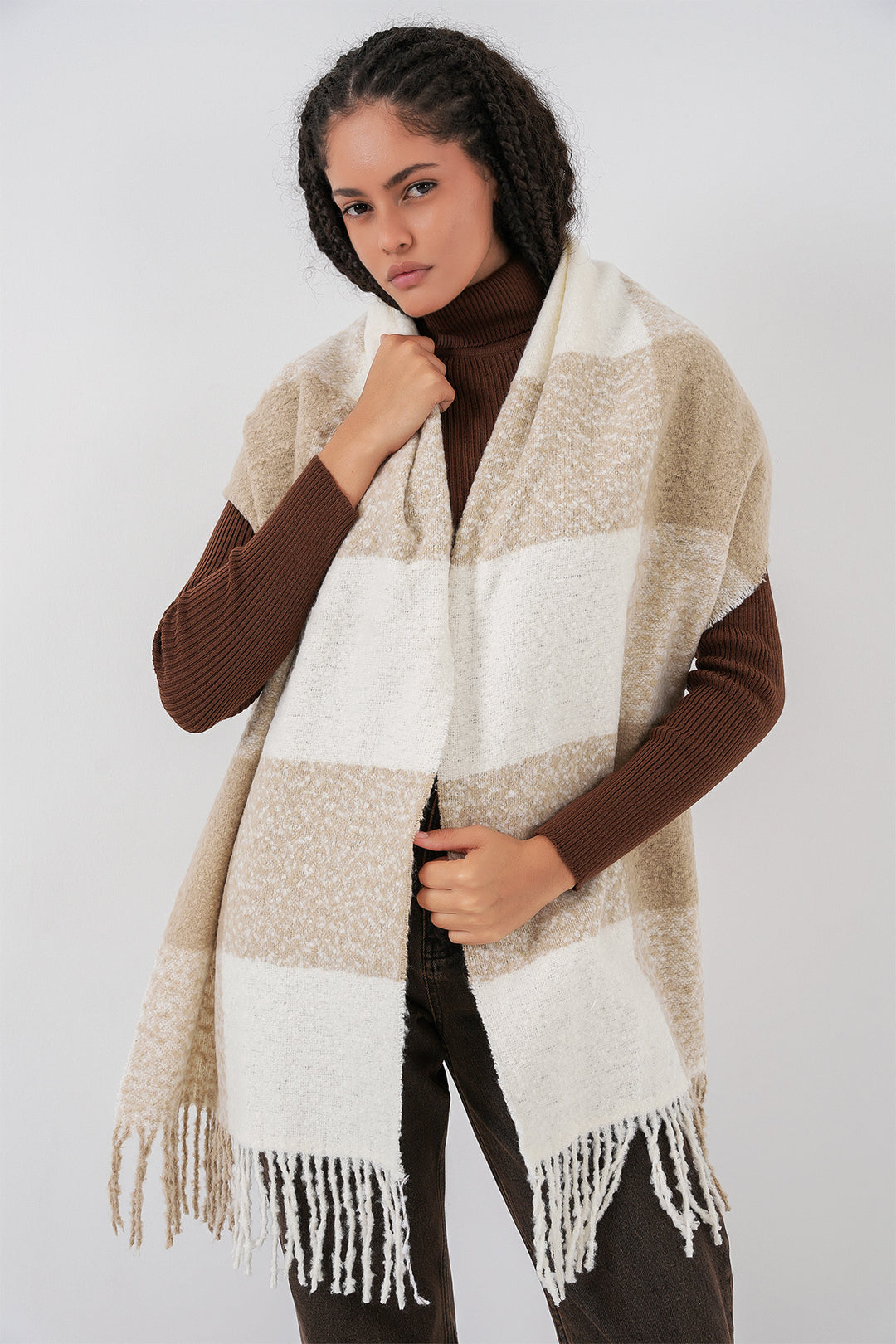 Bigdart Écharpe épaisse en tricot douce pour femme 15951 - Vison