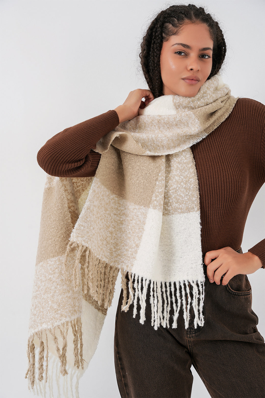Bigdart Écharpe épaisse en tricot douce pour femme 15951 - Vison