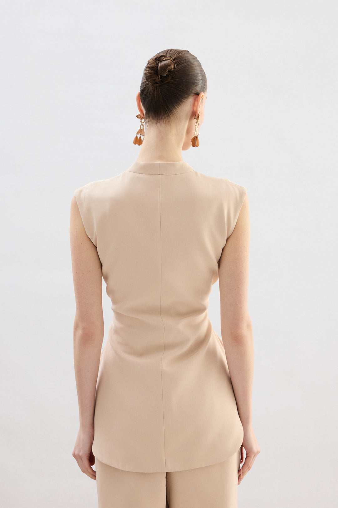 Sateen Gilet à ceinture épaisse - Beige