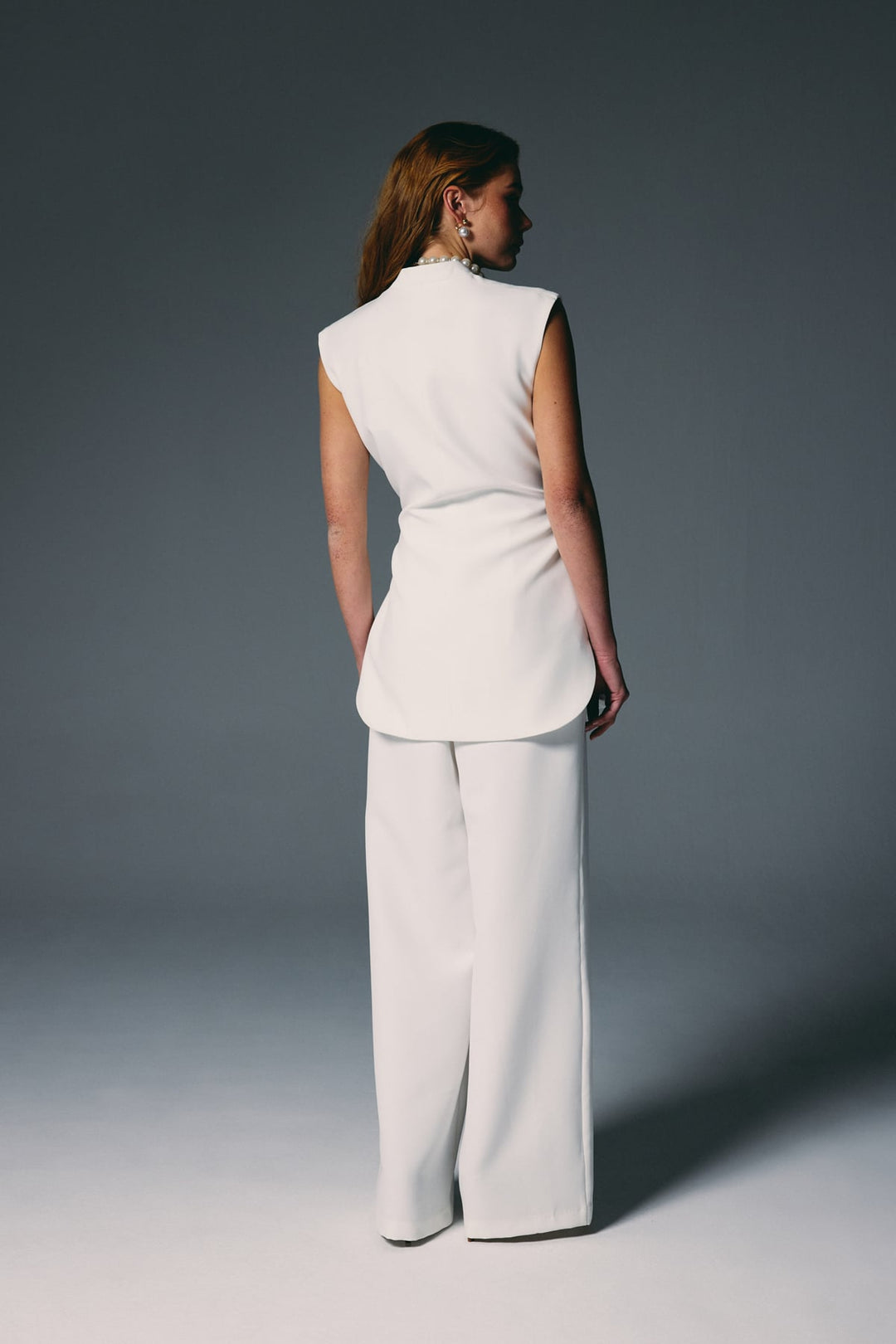 Sateen Gilet à ceinture épaisse - Écru