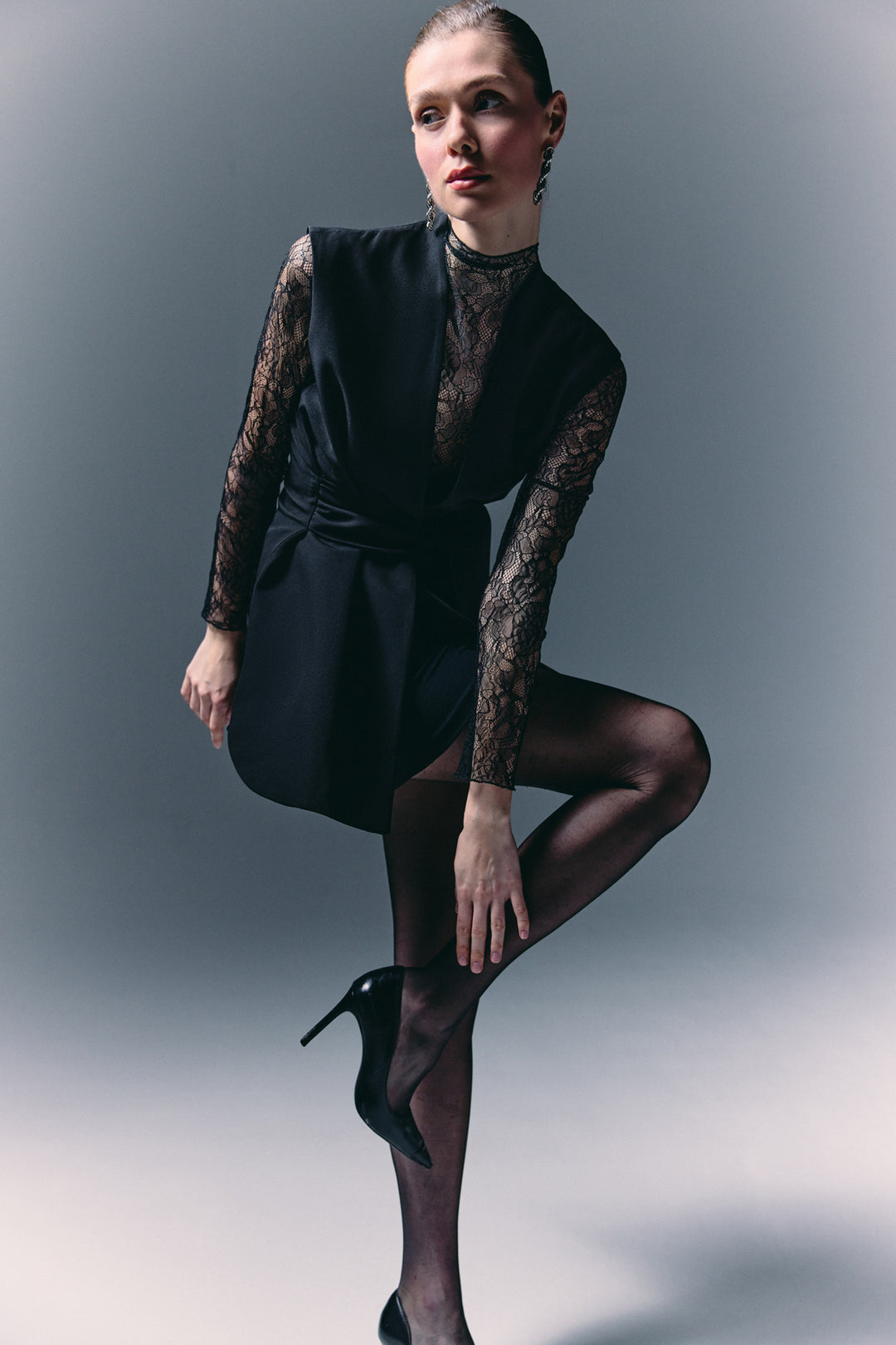 Sateen Gilet à ceinture épaisse - Noir