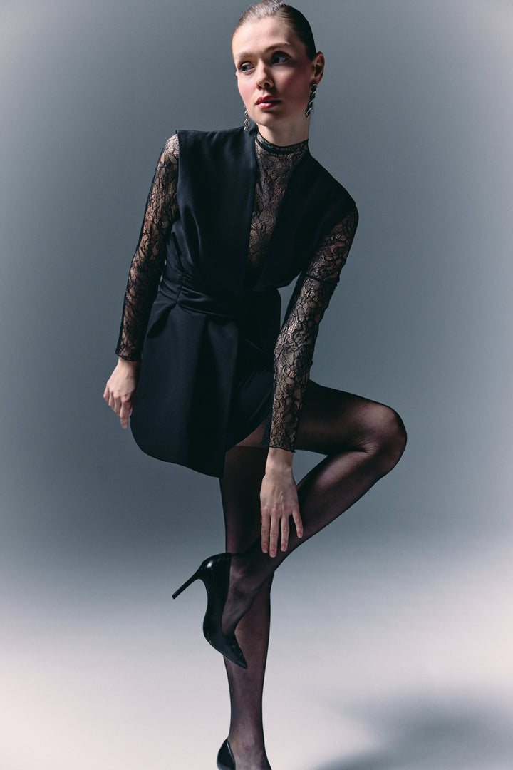 Sateen Gilet à ceinture épaisse - Noir