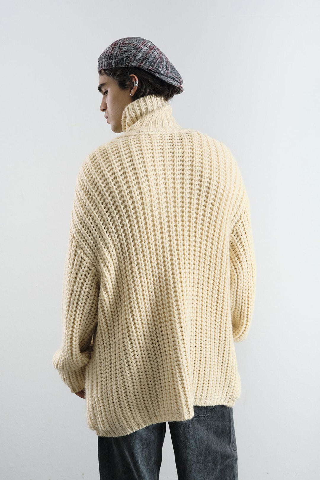 Giesto Gilet oversize écru en tricot épais - Écru