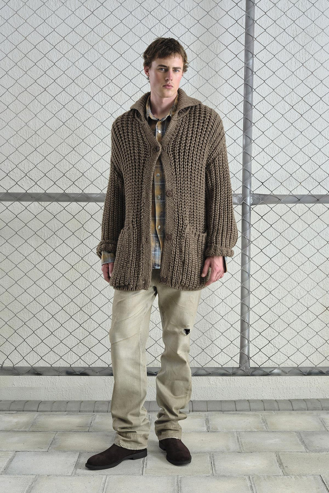 Giesto Gilet oversize marron en tricot épais - Marron