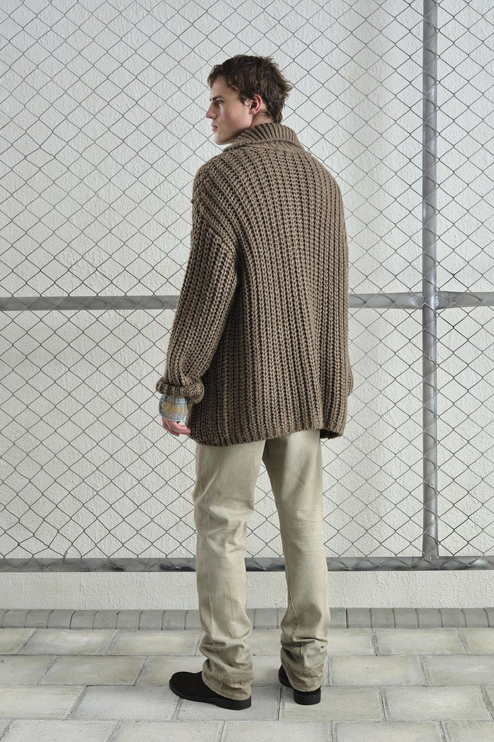 Giesto Gilet oversize marron en tricot épais - Marron
