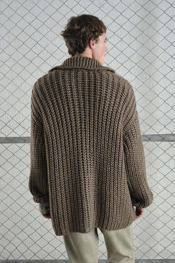 Giesto Gilet oversize marron en tricot épais - Marron