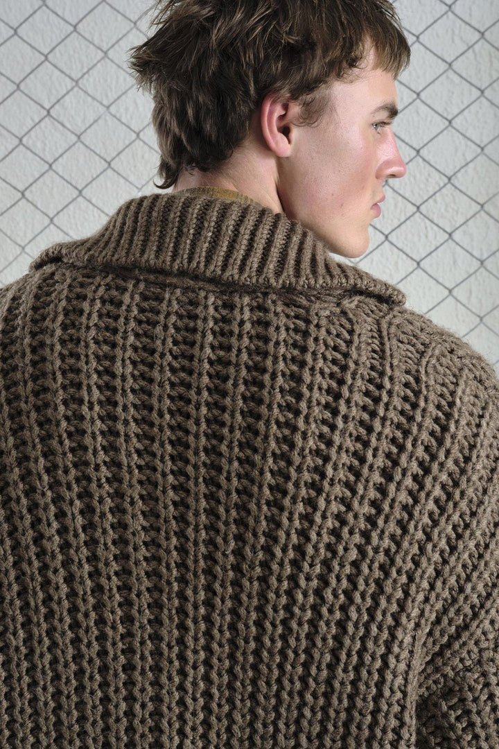 Giesto Gilet oversize marron en tricot épais - Marron
