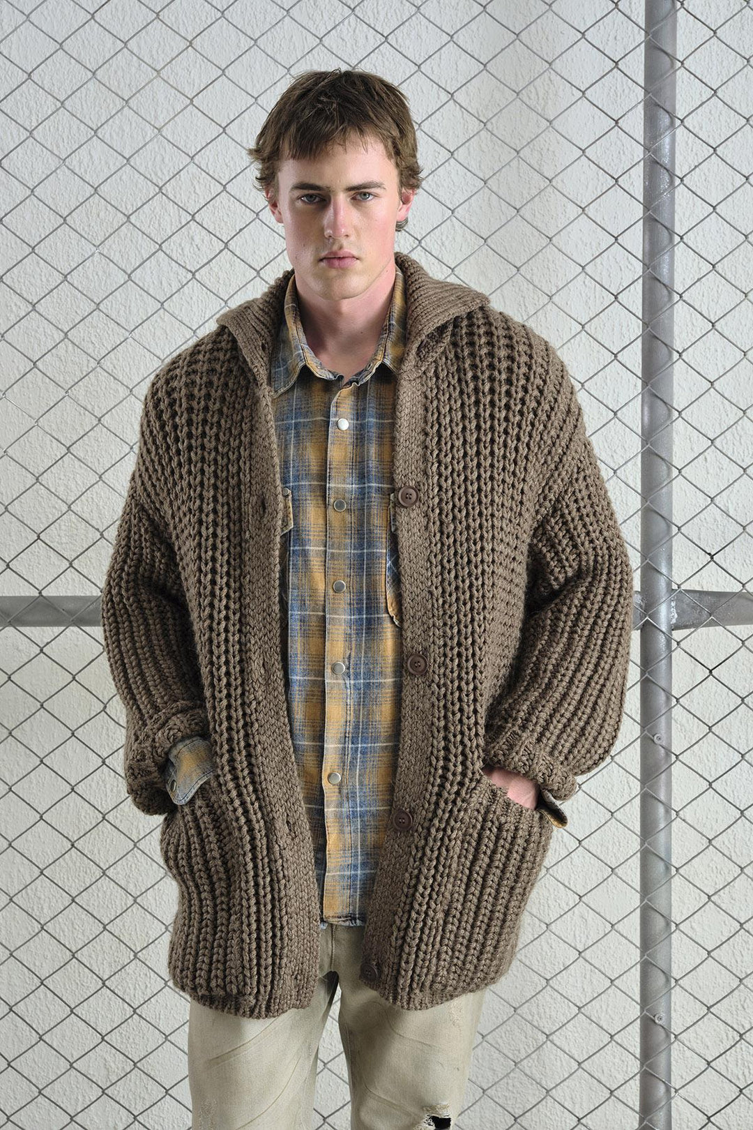 Giesto Gilet oversize marron en tricot épais - Marron