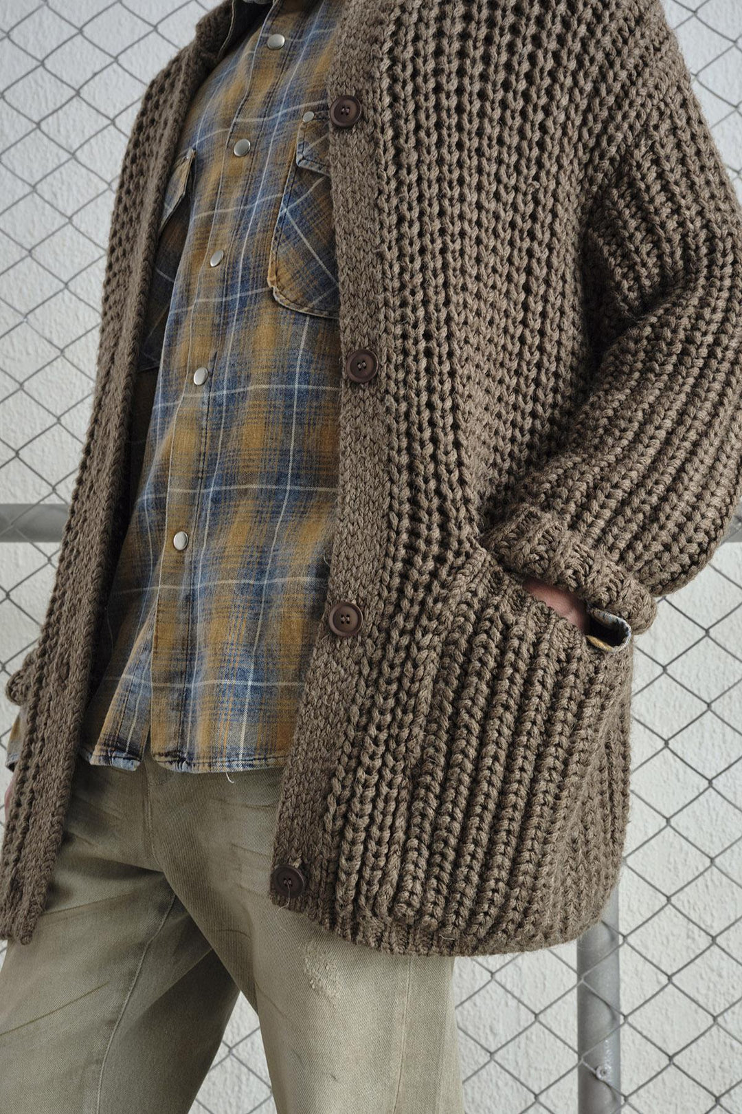 Giesto Gilet oversize marron en tricot épais - Marron
