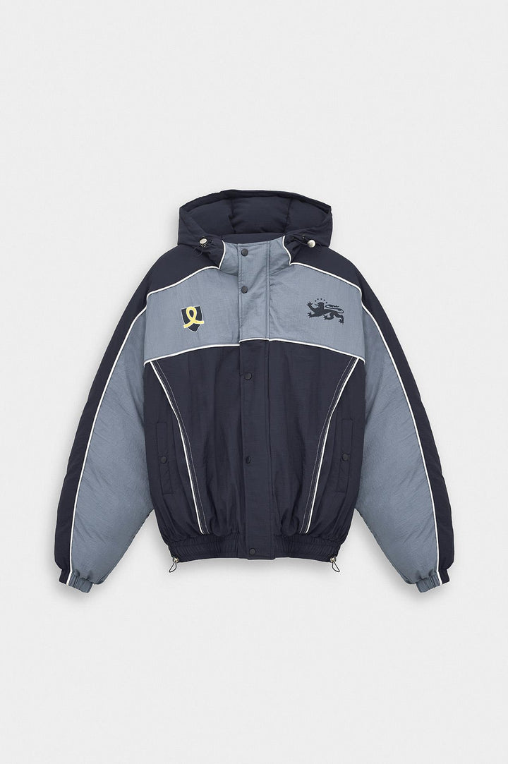 Giesto Doudoune imprimée bleu marine avec capuche - Bleu marine