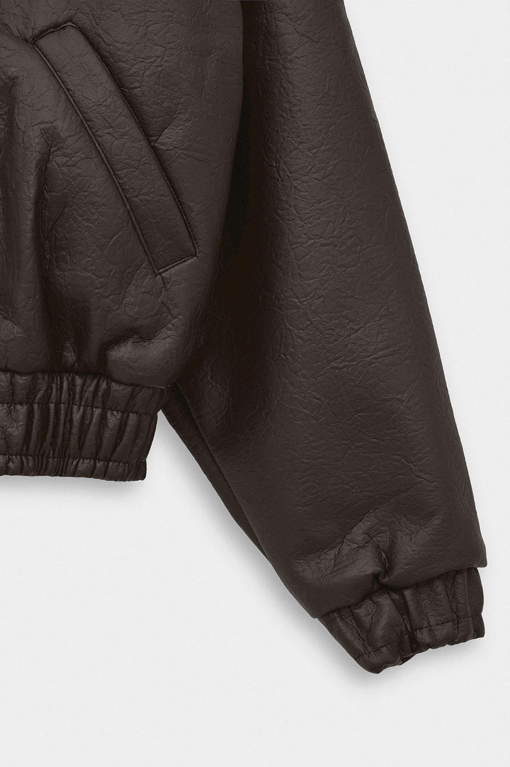 Giesto Veste en cuir marron avec capuche - Marron