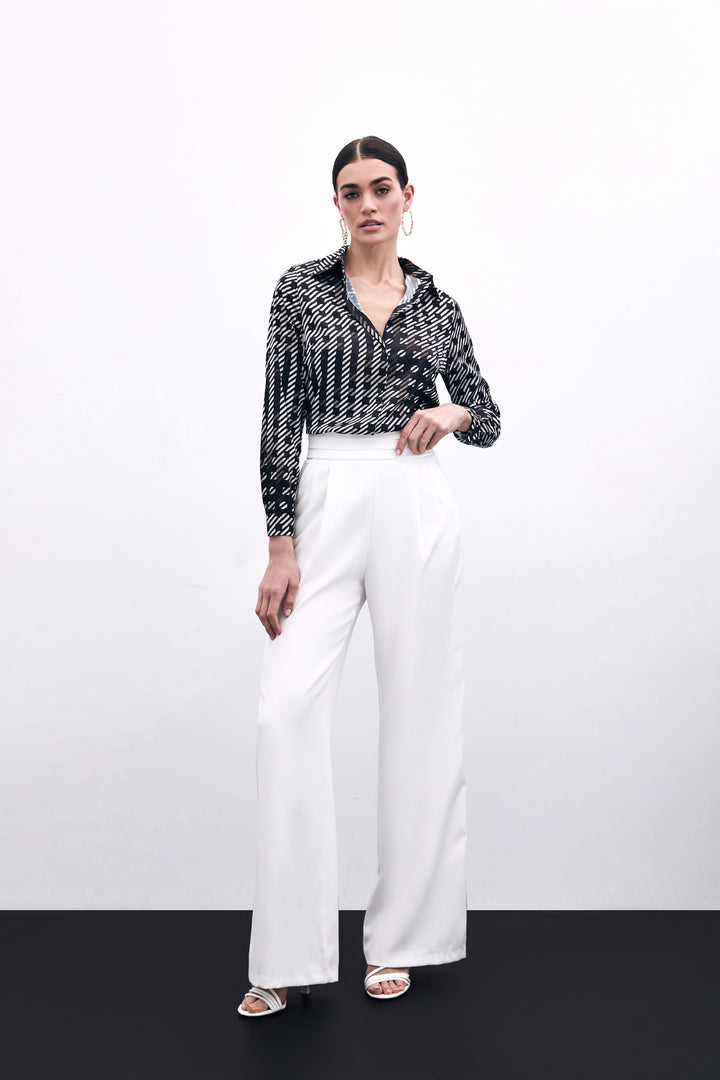 Sateen Chemisier à Motifs Carrés - Noir