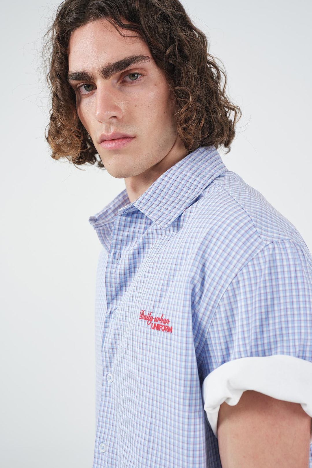 Giesto Chemise bleue à motifs carrés - Bleu