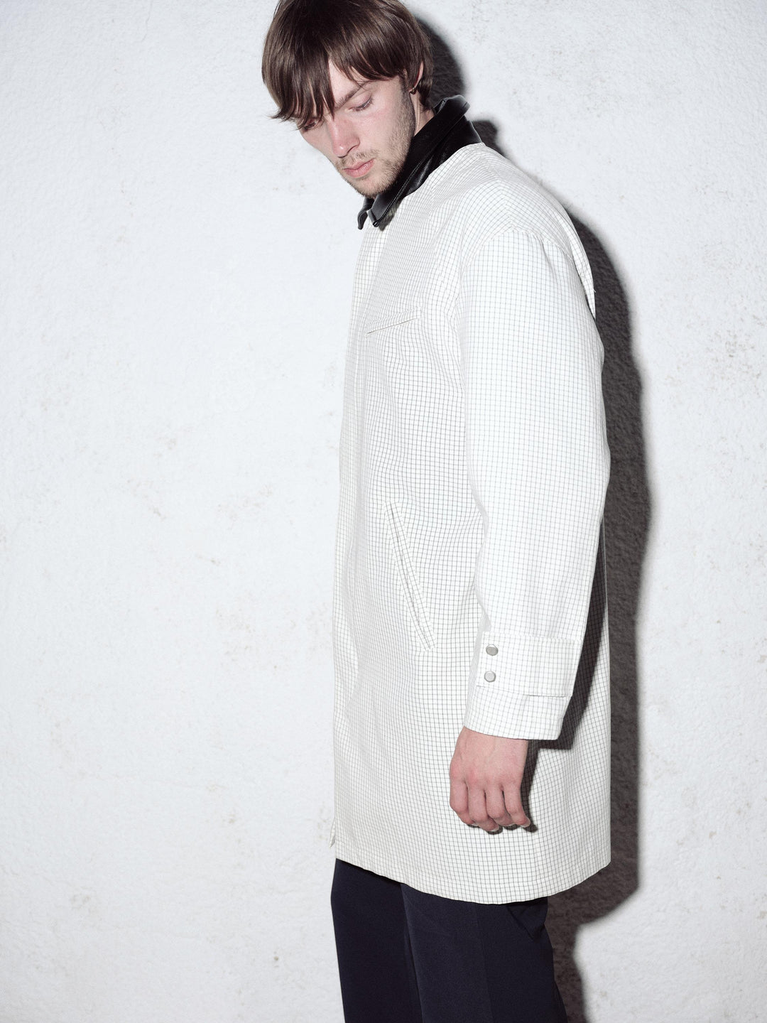 Giesto Trench-coat Écru à Col Contrasté à Carreaux - Écru