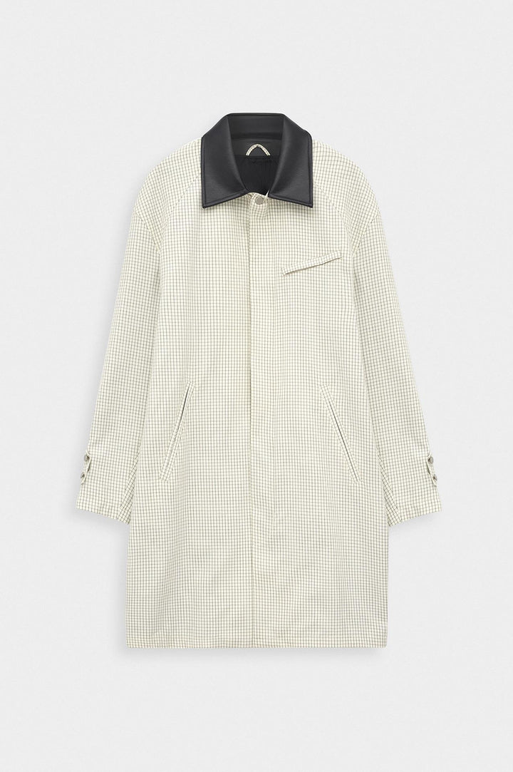 Giesto Trench-coat Écru à Col Contrasté à Carreaux - Écru