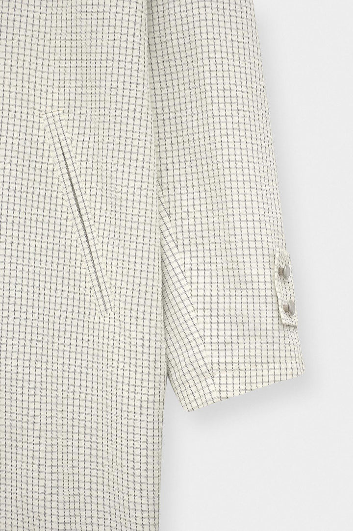 Giesto Trench-coat Écru à Col Contrasté à Carreaux - Écru