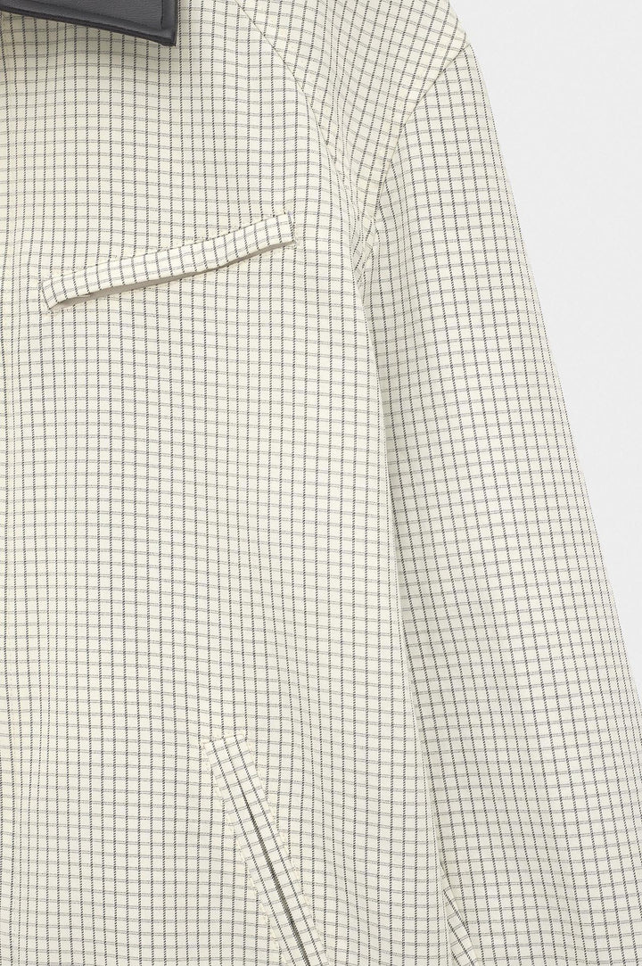 Giesto Trench-coat Écru à Col Contrasté à Carreaux - Écru