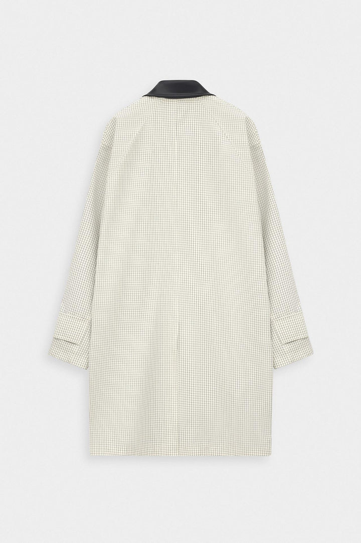 Giesto Trench-coat Écru à Col Contrasté à Carreaux - Écru