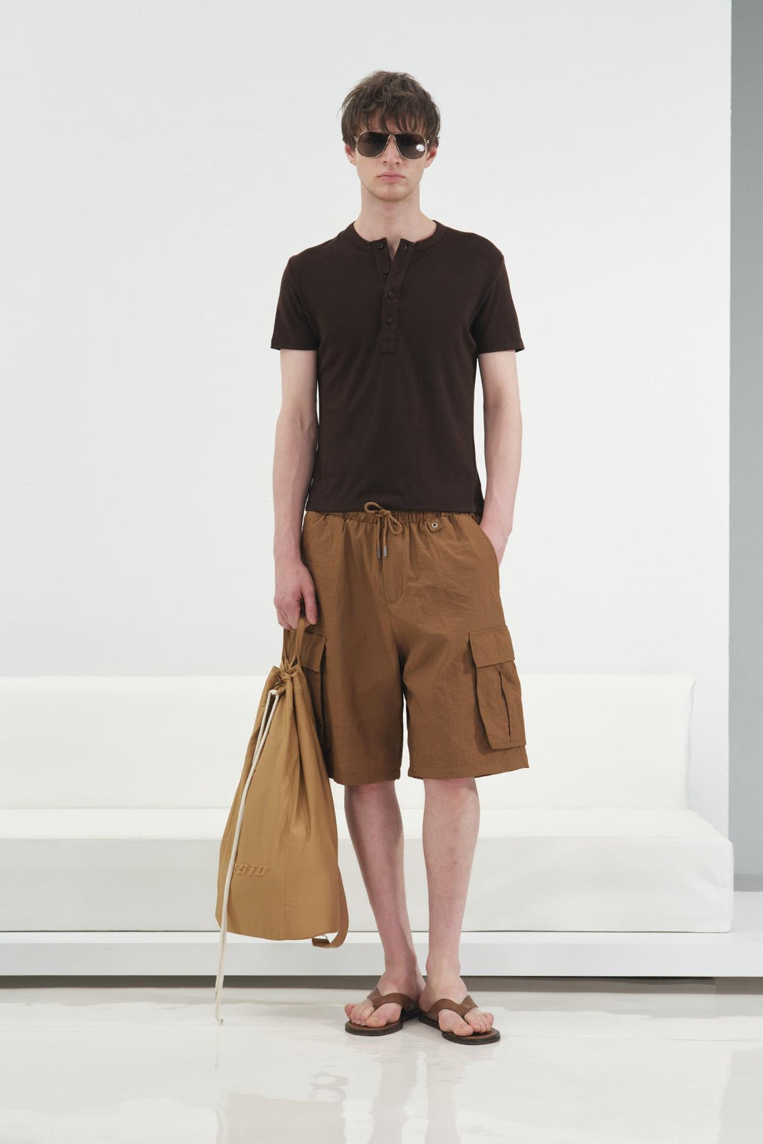 Giesto Short Parachute Tabac à Poches Cargo - Tabac