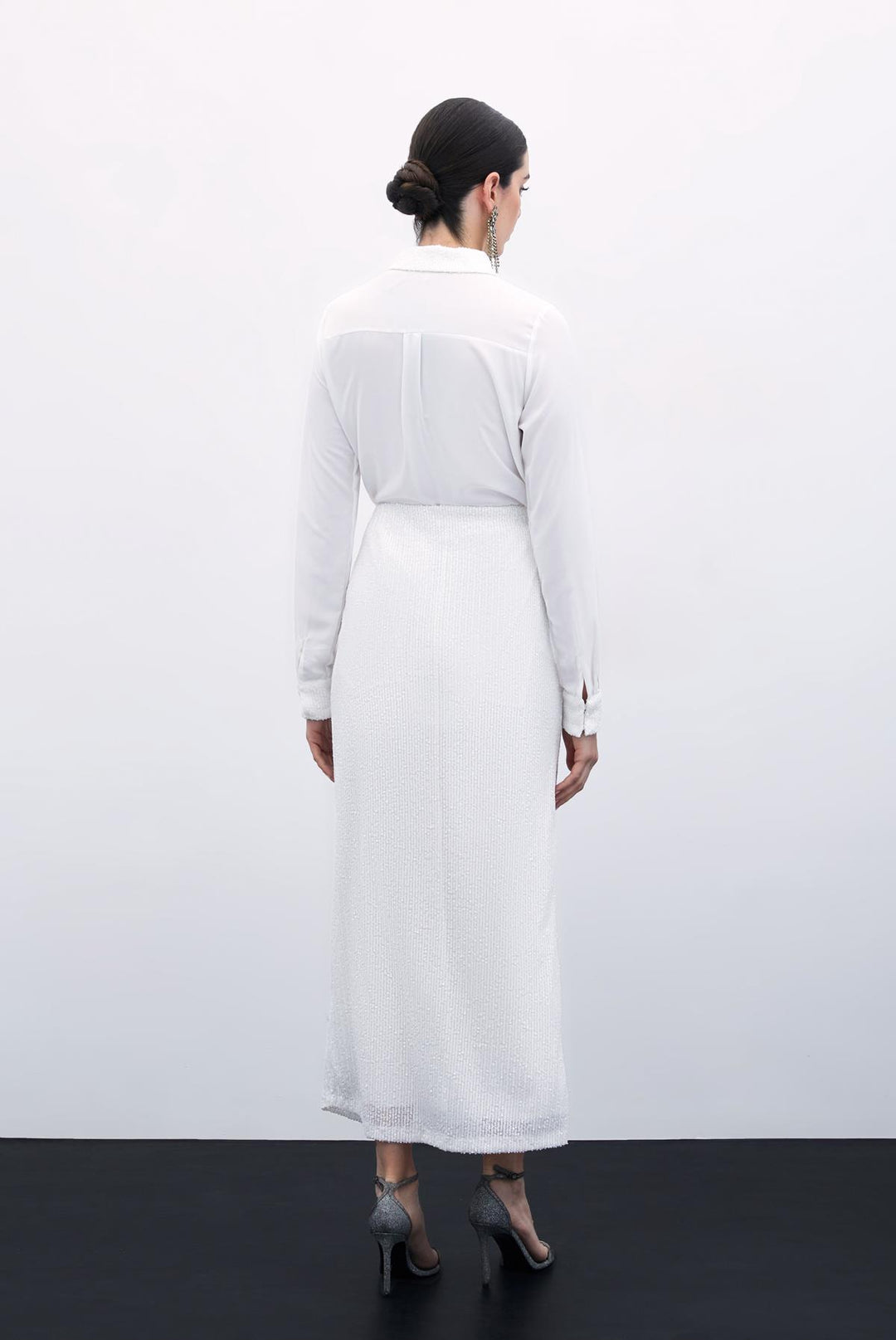 Sateen Jupe midi Karolin - Écru