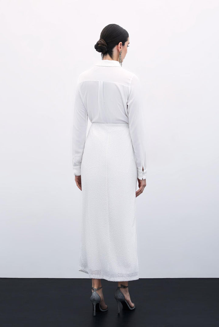 Sateen Jupe midi Karolin - Écru