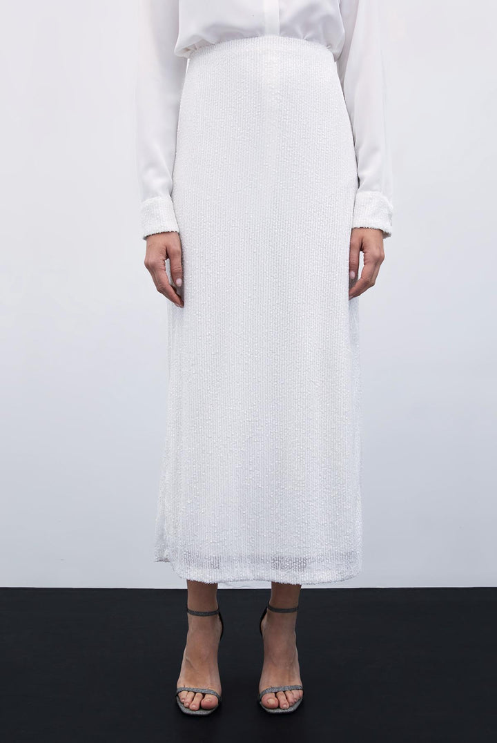 Sateen Jupe midi Karolin - Écru