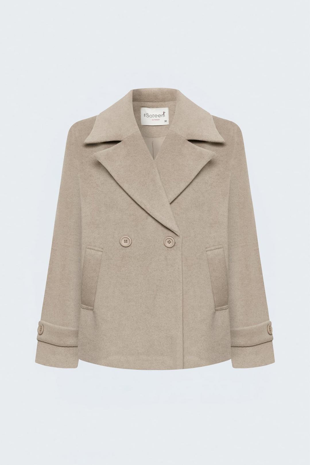 Sateen Manteau court en laine - Beige