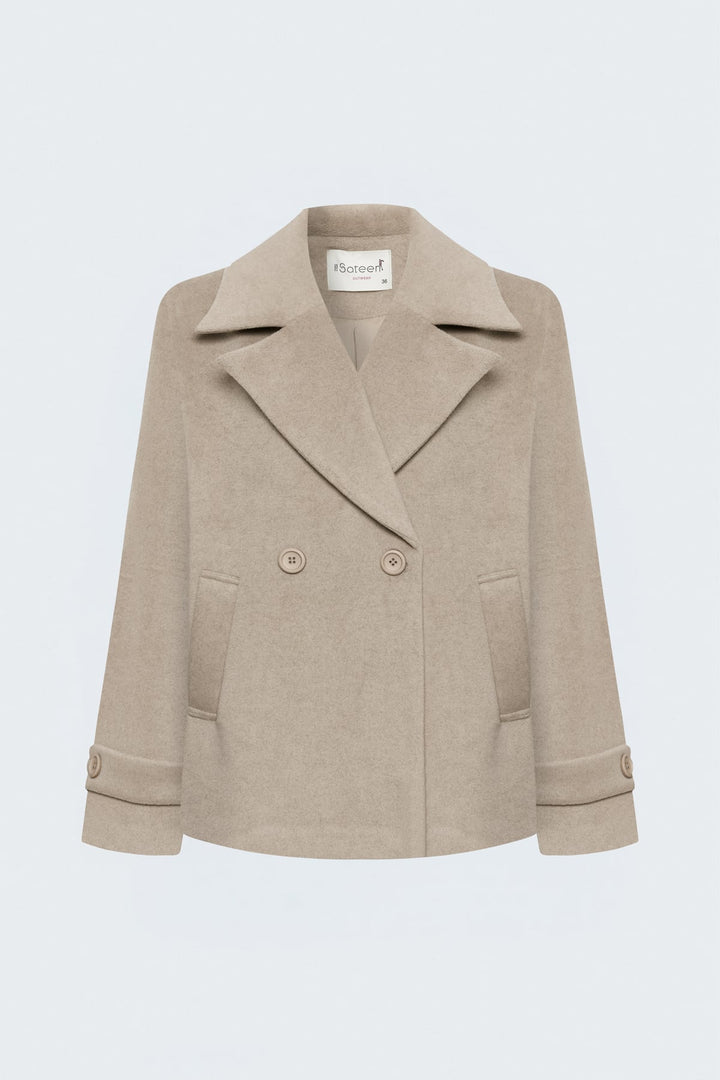 Sateen Manteau court en laine - Beige