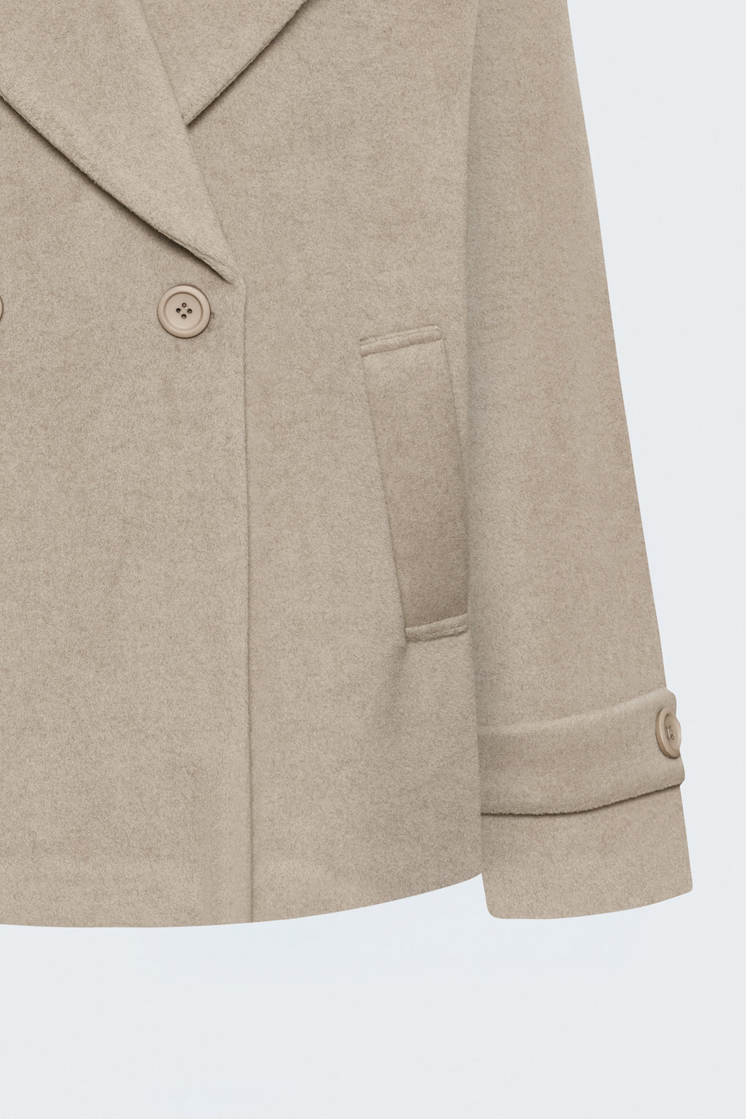 Sateen Manteau court en laine - Beige