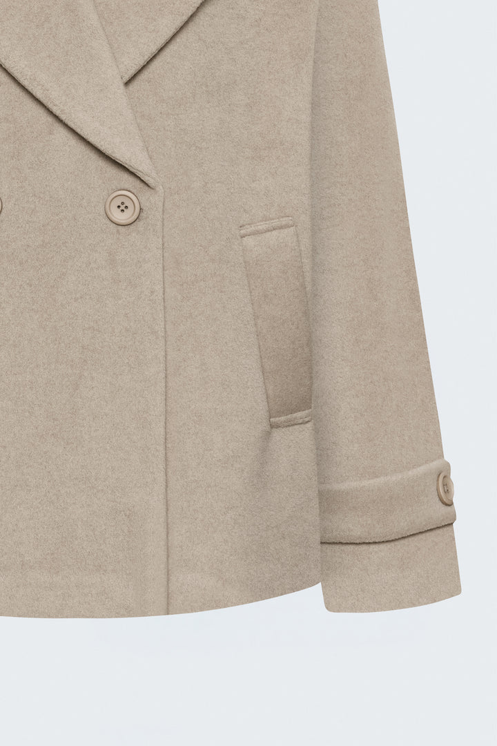 Sateen Manteau court en laine - Beige