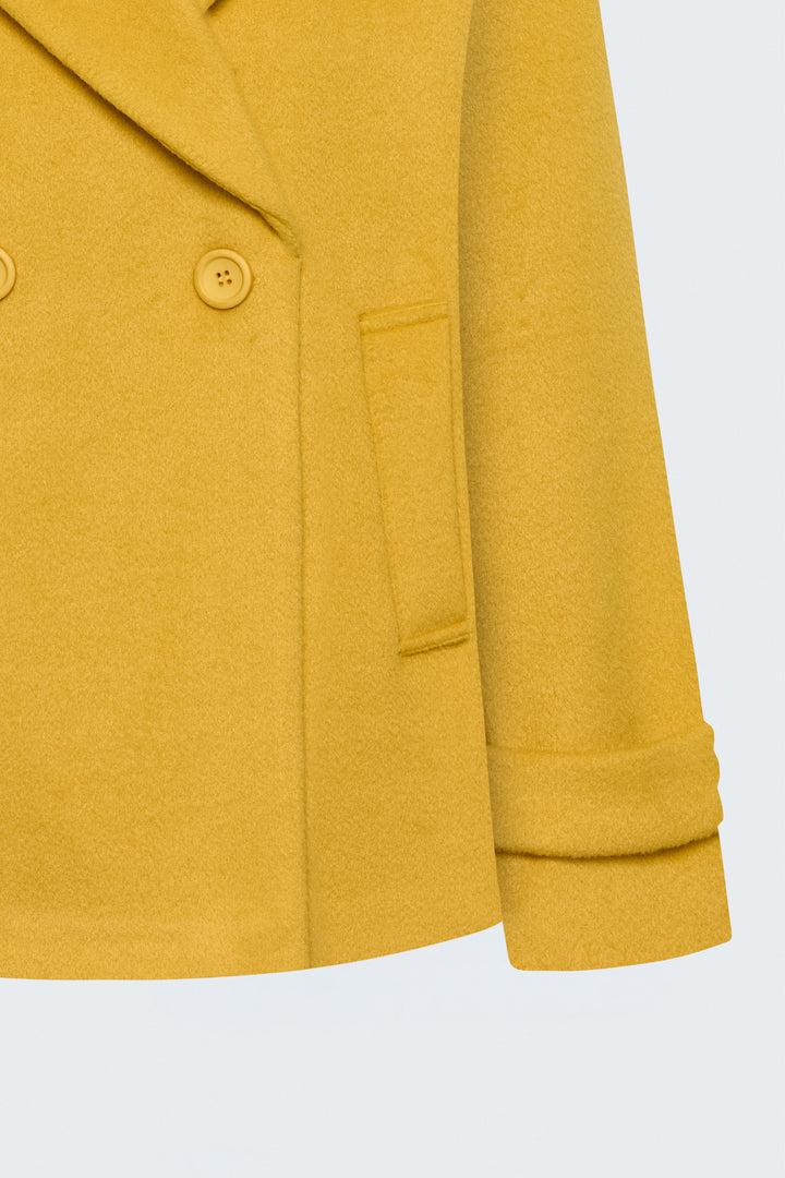 Sateen Manteau court en laine - Jaune