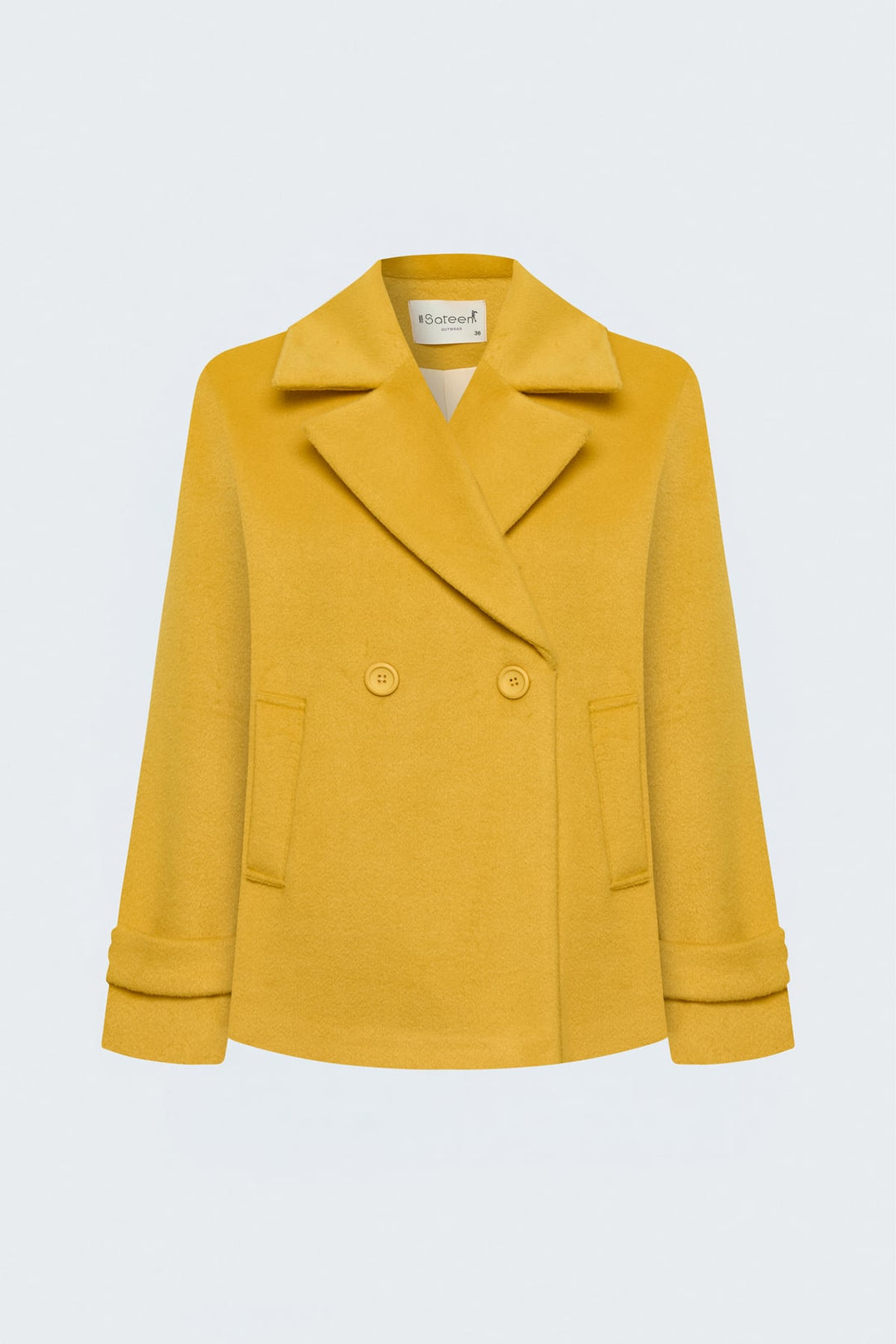 Sateen Manteau court en laine - Jaune