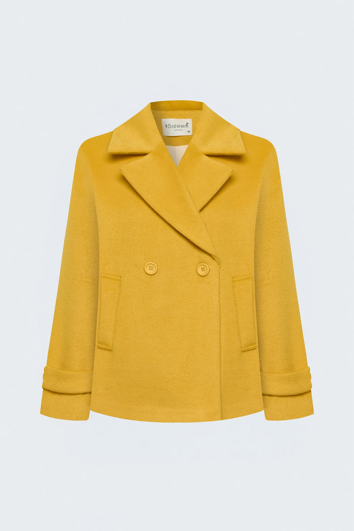 Sateen Manteau court en laine - Jaune