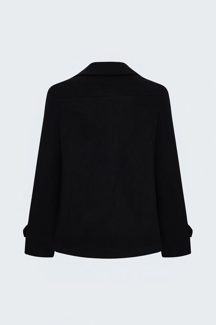 Sateen Manteau court en laine - Noir