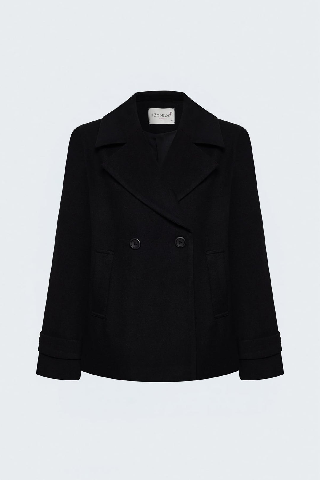 Sateen Manteau court en laine - Noir