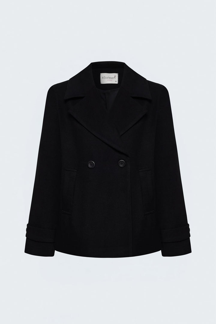Sateen Manteau court en laine - Noir