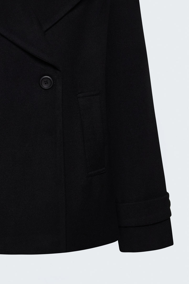 Sateen Manteau court en laine - Noir