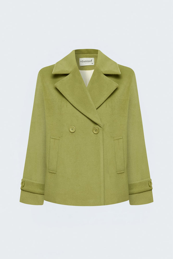 Sateen Manteau court en laine - Vert