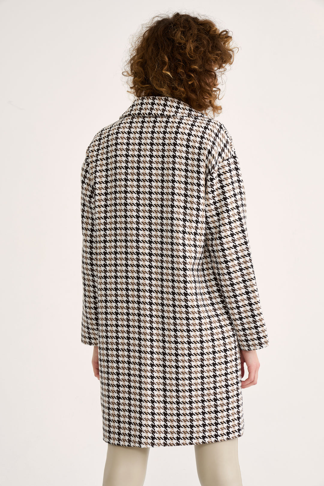 Sateen Manteau à Motif à Carreaux - Marron