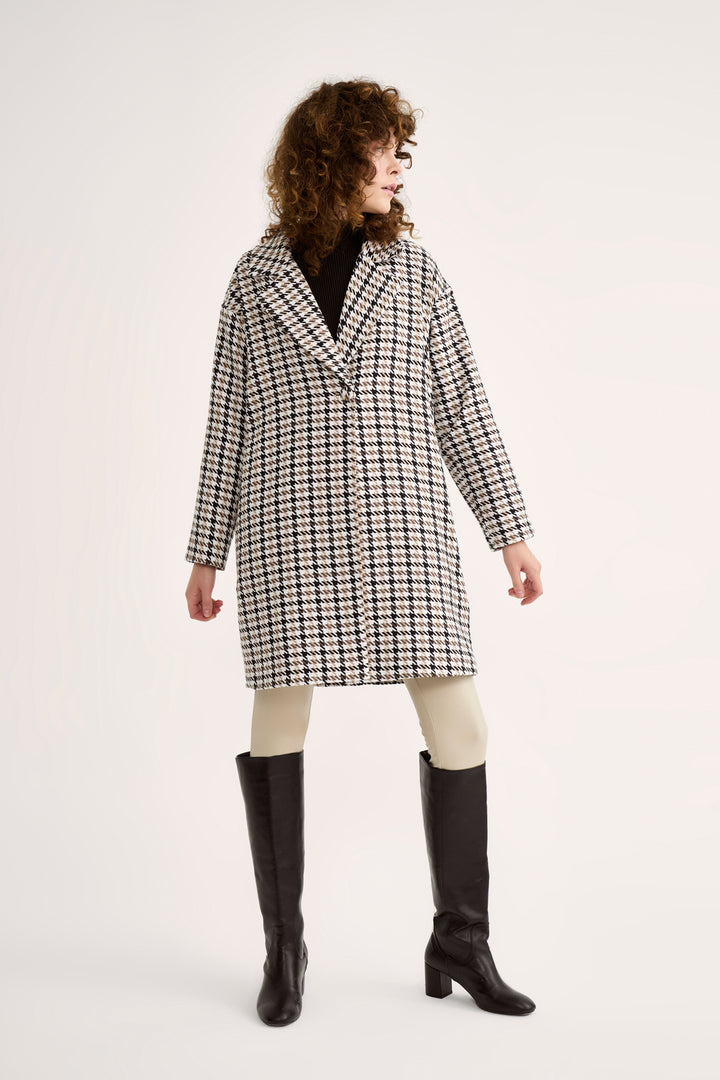Sateen Manteau à Motif à Carreaux - Marron
