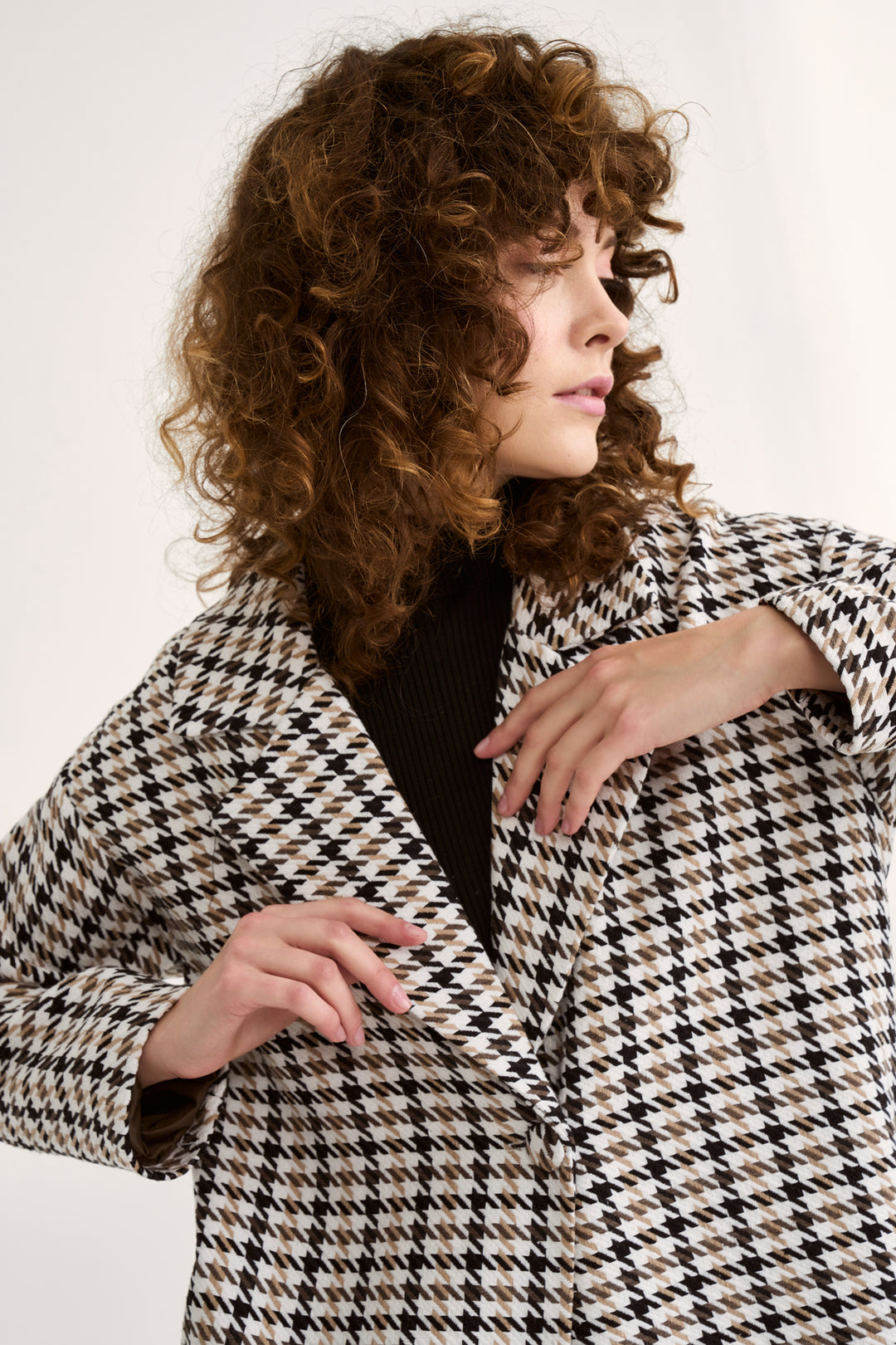 Sateen Manteau à Motif à Carreaux - Marron