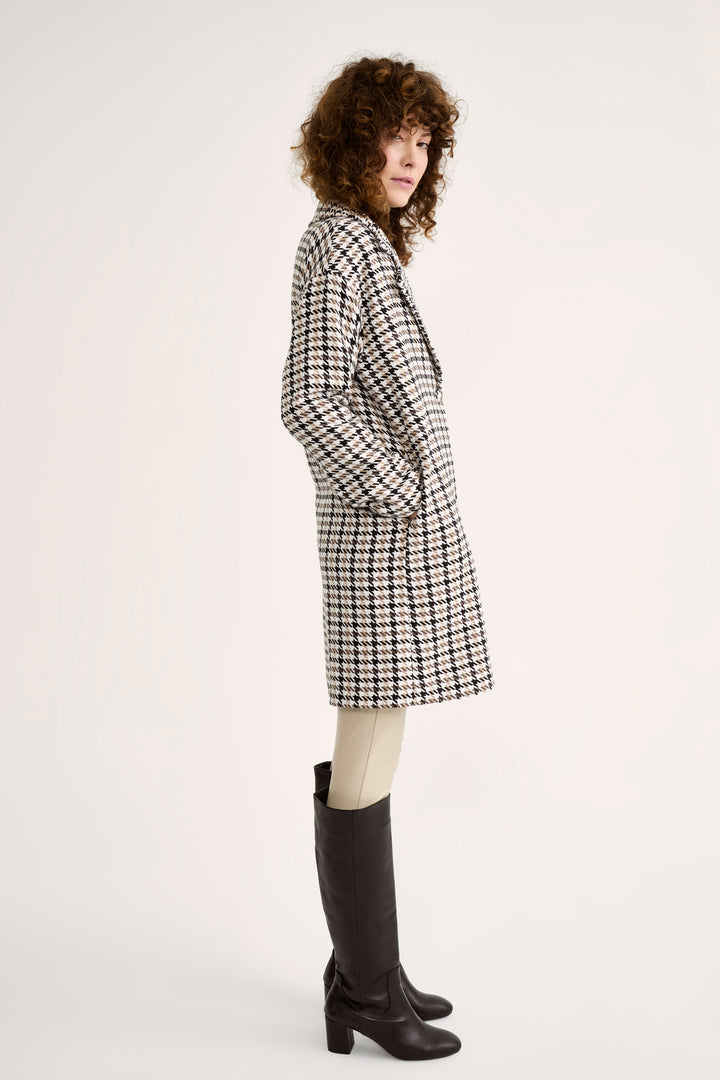 Sateen Manteau à Motif à Carreaux - Marron