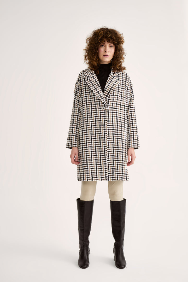 Sateen Manteau à Motif à Carreaux - Marron