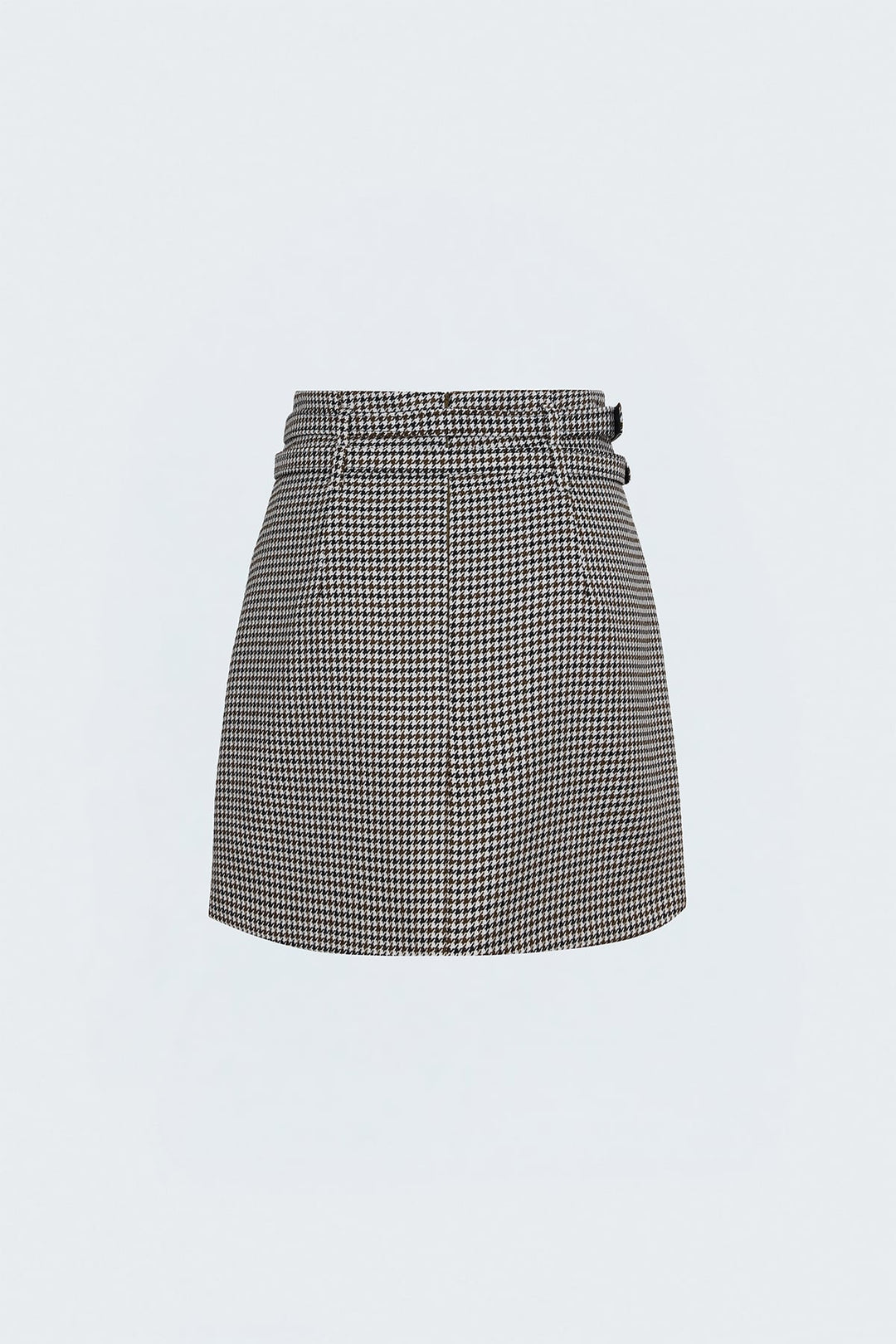Sateen Jupe Mini à Motif Pied-de-Poule - Marron