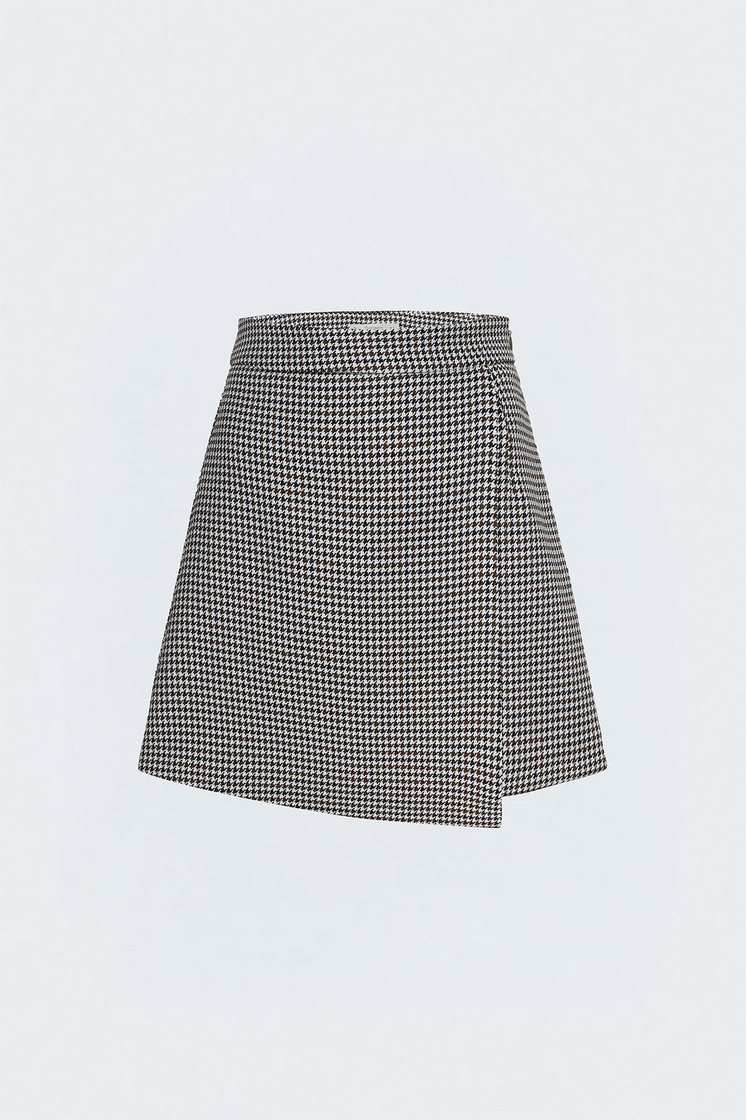 Sateen Jupe Short à Motif Pied-de-Poule - Marron